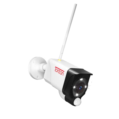 TONTON 3MP WLAN IP Überwachungskamera Außen, WiFi Outdoor Kamera mit SD Kartenslot und PIR Mensch Bewegungsmelder, Farbe Nachtsicht, 2-Wege-Audio, IP66 Wasserdicht, Fernzugriff, Voll Metallgehäuse