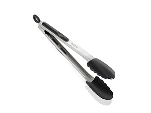 Leifheit Küchen- und Grillzange, 31 cm mit Klick-Verschluss, Kochzange mit hitzebeständigen Enden, Küchenzange mit stabilem Edelstahlgriff