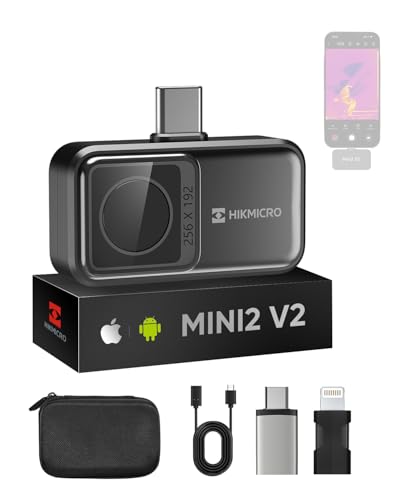 Wärmebildkamera HIKMICRO Mini2 V2 – iOS/Android, 256 x 192 IR-Auflösung, SuperIR, 50° Weitwinkel, USB-C/Lightning (unterstützt iPhone 15)