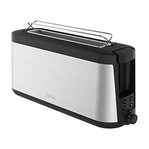 Tefal Element Langschlitz-Toaster T40-B | 7 Bräunungsstufen | 1000 Watt | Integrierter Brötchenaufsatz | Elegantes Design | Schwarz/ Edelstahl