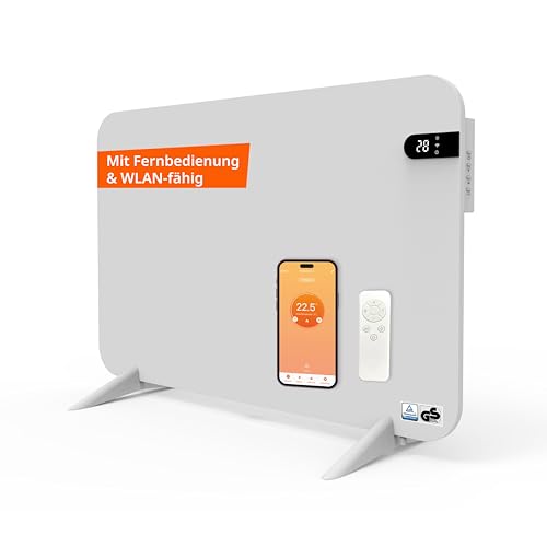 Könighaus 450W Smart 𝗗𝘂𝗮𝗹-𝗜𝗻𝗳𝗿𝗮𝗿𝗼𝘁𝗵𝗲𝗶𝘇𝘂𝗻𝗴 𝐕𝟐 - Standgerät/Wandmontage - WLAN App-Steuerung mit Fernbedienung - inkl. Handtuchhalter, Standfüße & Befestigungsmaterial Farbe: Weiß