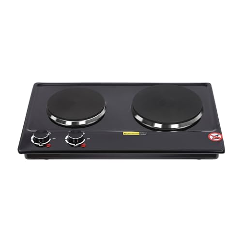 2500W Elektroherd Doppelkochplatte Kochplatte mit 2 Kochfeldern Infrarotheizung Doppel Kochplatte für Küche Doppeltopf Campingkocher Vertikale Heizung Elektrische Herdplatte für Wohnung, Restaurant