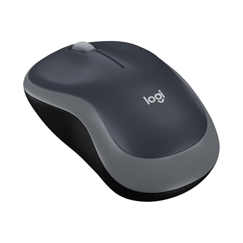 Logitech M185 Kabellose Maus, 2,4 GHz mit USB-Nano-Empfänger, 12 Monate Batterielaufzeit, 1000 DPI Optical Tracking, Für Links- und Rechtshänder, Kompatibel mit PC, Mac, Laptop - Grau