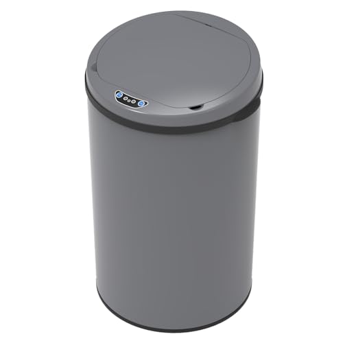 SVITA Sensor-Mülleimer 30L Stahl Mülleimer mit Sensor Elektrischer Abfalleimer Küche Bad Flur Automatik Mülleimer mit Sensor automatischer Deckel Grau