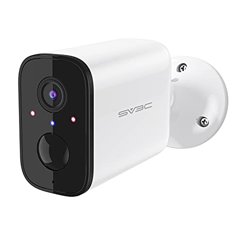 SV3C Überwachungskamera Aussen Akku 1080P WLAN IP Kamera mit 5000mAh Batterie, IR Nachtsicht, Bewegungsmelder, SD Kartenslot, Zwei-Wege-Audio, IP65 Wasserdicht, Kompatibel mit Android/IOS