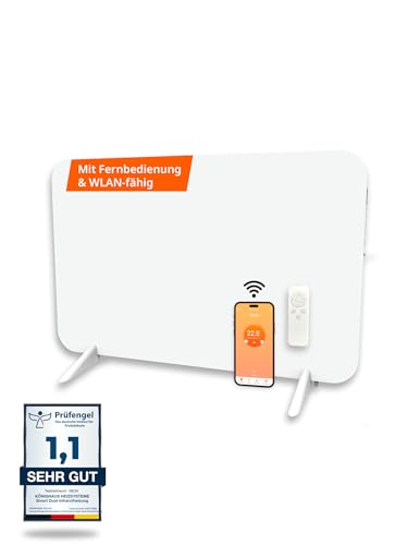 Könighaus 450W Smart 𝗗𝘂𝗮𝗹-𝗜𝗻𝗳𝗿𝗮𝗿𝗼𝘁𝗵𝗲𝗶𝘇𝘂𝗻𝗴 - Standgerät/Wandmontage - WLAN App-Steuerung mit Fernbedienung - inkl. Handtuchhalter, Standfüße & Befestigungsmaterial