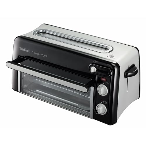 Tefal Toast n’ Grill TL6008, 2 in 1 Toaster und Mini-Ofen, Sehr energieeffizient und schnell, 1300 Watt, 43.5 x 28.5 x 22.5 cm, Schwarz/Alu matt, 220-240V, 50-60Hz