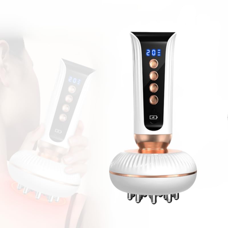 Massagegerät, 2000 mAh Infrarot-Handmassagegerät mit 20 Vibrations 20 EMS und 20 Wärmemodi Kabelloses Meridian-Instrument mit LCD-Display zum Ausbaggern der Meridiane und Förderung der Blutkreislauf