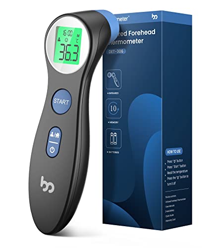 Fieberthermometer für Babys, Kinder und Erwachsene, kontaktloses Stirnthermometer Infrarot Thermometer mit sofortiger genauer Ablesung, Fieberalarm, schwarz