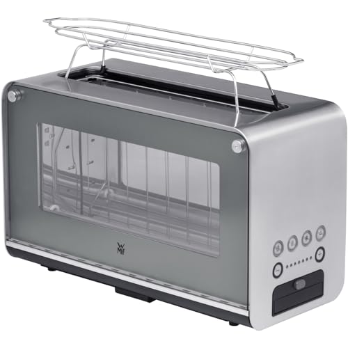WMF Lono Toaster Glas mit Brötchenaufsatz, 2 Scheiben, XXL, motorisierte Toastaufnahme, Aufwärm-Funktion, 7 Bräunungsstufen, Toaster edelstahl matt