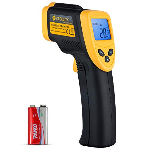 Etekcity Digital Laser Infrarot Thermometer -50 bis +550°C, IR Pyrometer berührungslos Temperaturmessgerät Temperaturmesser, LCD Beleuchtung (Nicht für Menschen), 18,6*4*10 cm