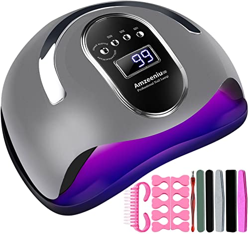 Amzeeniu 168W Nageltrockner Lampe UV LED Lampe Infrarot Sensor Digital Professionelle Nagellampe mit 4 Timer Einstellungen für Alle Gel Nageltrockner