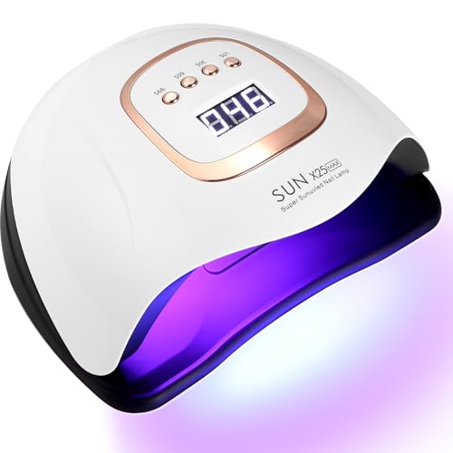 Zawaer Uv Lampe Für Gelnägel, 380W Led Lampe Nägel für Gelpolitur Mit Digitalanzeige, Automatischem Sensor, 4 Timereinstellungen, 81 Lampenperlen, Nagellack Trocknergerät für Salon und Zuhause