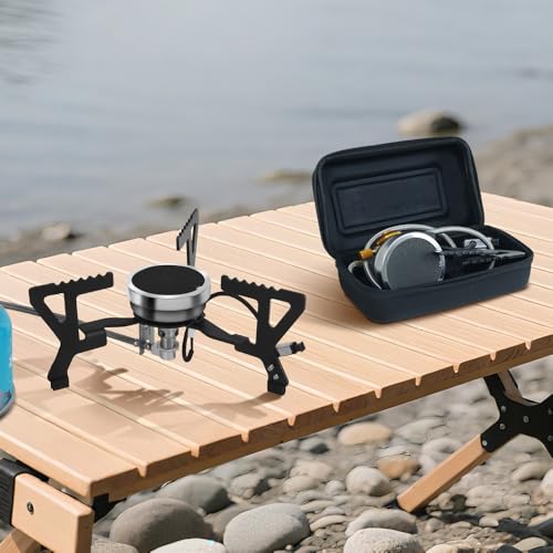 REDSUN FD3 Tragbarer Infrarot Campingkocher, Faltbarer Gaskocher Mit 3-Bein Ständer & Anti-Rutsch Füßen, EVA-Tasche+Campinggeschirr, 3,0kW Leistung, Winddichtes Design, Für Outdoor, Wandern, Picknick