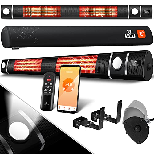 KESSER® Infrarot Heizstrahler 3000W IR-Gastro-Bar Inkl. LED Licht Terrassenstrahler Mit WiFi & Fernbedienung inkl. Schutzhülle Infrarotstrahler Quarzstrahler Terrassenheizer