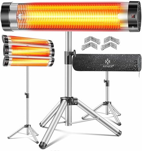 KESSER® Infrarotstrahler Heizstrahler Terrassenstrahler 2500W inkl. Schutzhülle höhenverstellbarem Teleskopstativ Wickeltischstrahler Terrassenheizer Quarzstrahler Infrarot