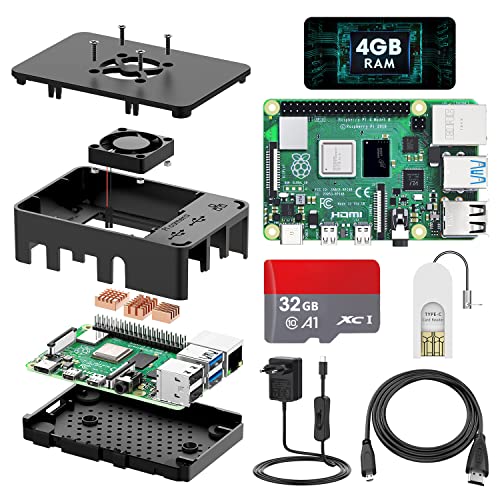 STUUC Raspberry Pi 4 Model B 4GB Ram mit 32GB Speicherkarte, Raspberry Pi 4B Kit mit Quad-Core A72 unterstützt Dual Display 4K/WiFi 2.4G.5G,LAN 1000Mbps/ BT 5.0/USB3.0