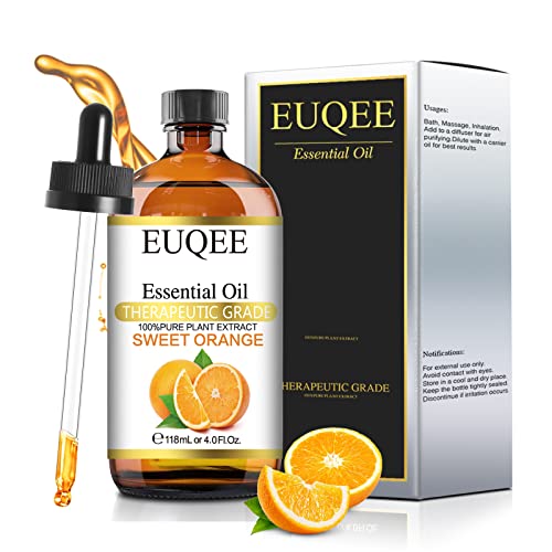 EUQEE Ätherische Öle Orangenöl 118ml, 100% Reine Ätherische Öle Naturrein, Orange Öl von Therapeutischer Qualität, Ätherische Öle für Diffuser, Perfekt für Entspannung, Massage, Bad